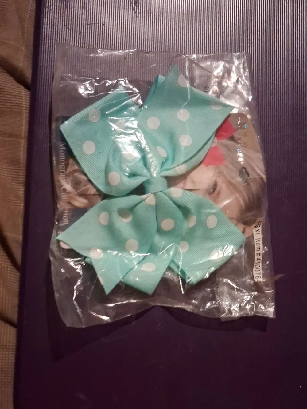 Mint Green Polka Dot Girls Hair Bow Clip